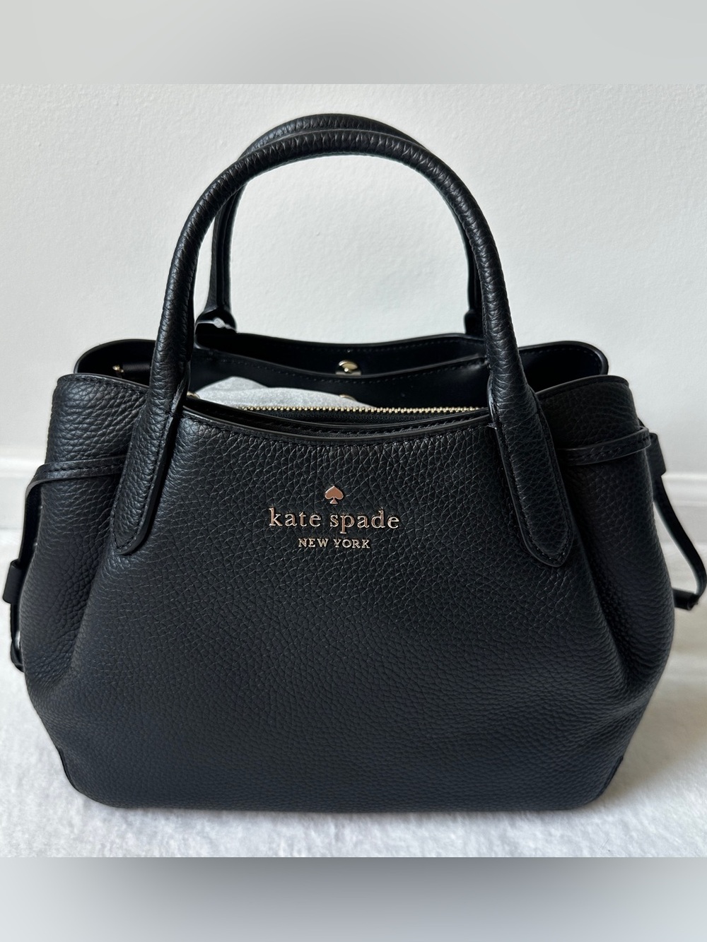 Kate Spade NWT Black Pebbled Leather Dumpling K8135 Small Satchel Original $379 - Picture 4 of 16